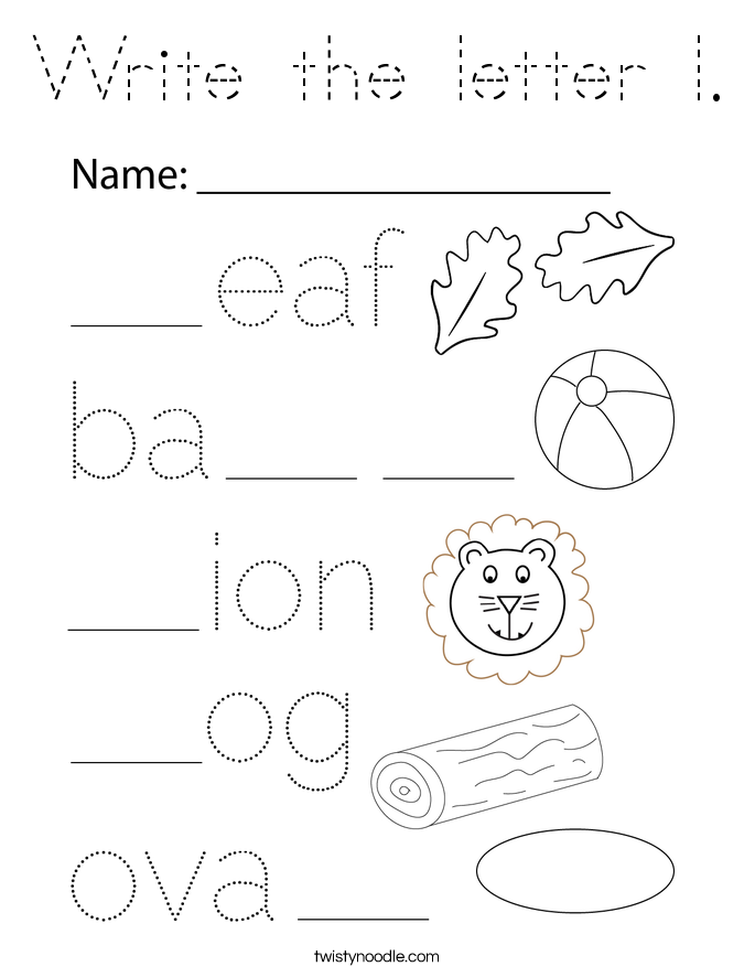 Write the letter l. Coloring Page