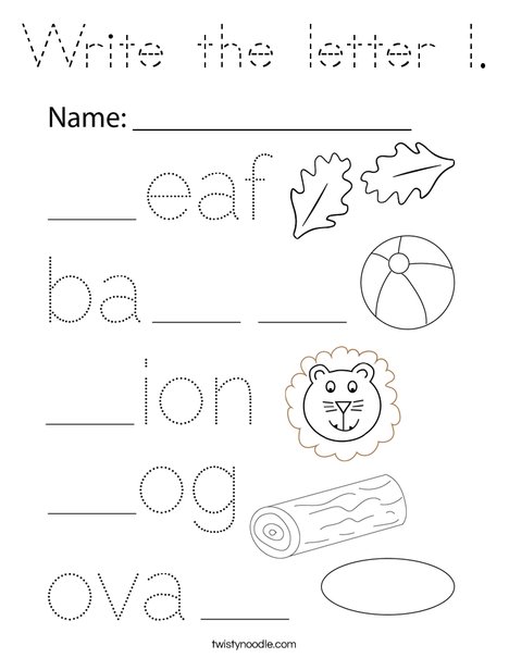 Write the letter l. Coloring Page