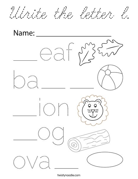Write the letter l. Coloring Page