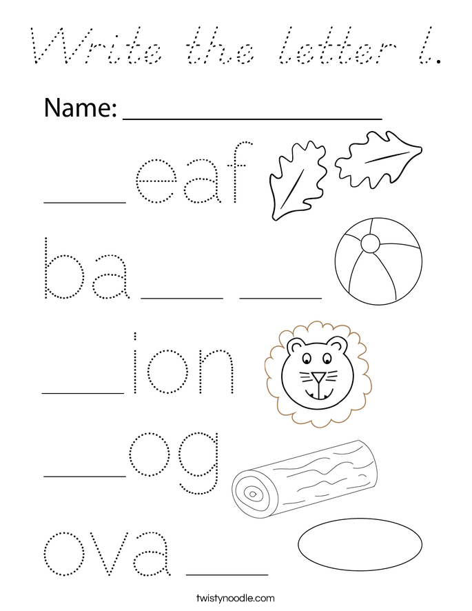 Write the letter l. Coloring Page