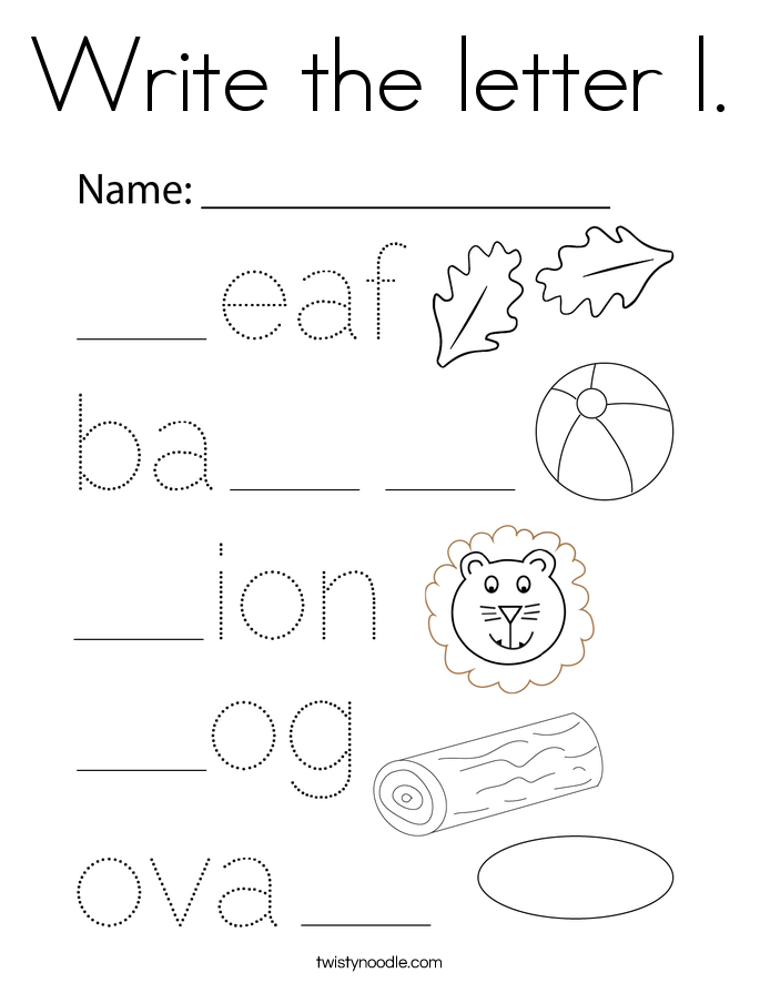 Write the letter l. Coloring Page