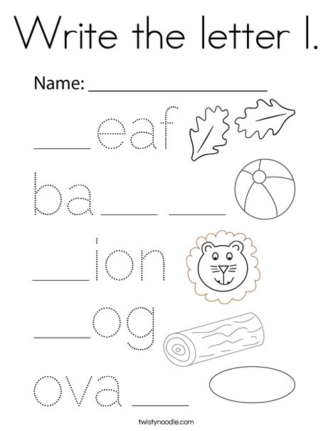 Write the letter l. Coloring Page