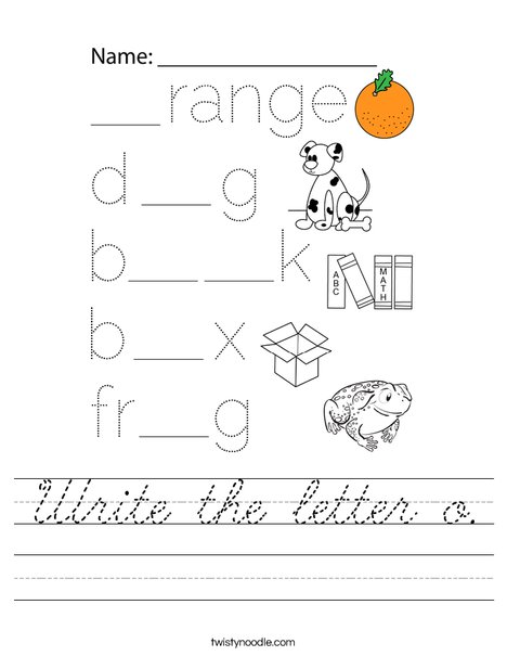 Write the letter o. Worksheet