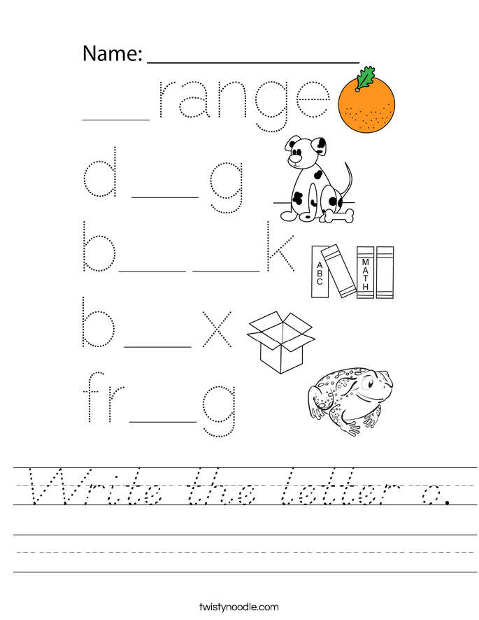 Write the letter o. Worksheet