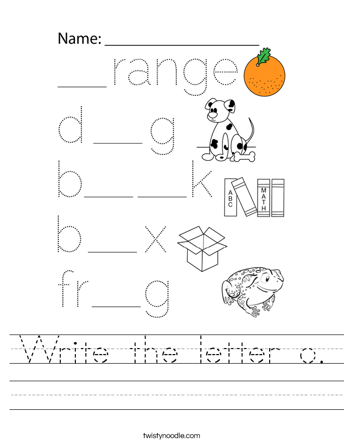 Write the letter o. Worksheet