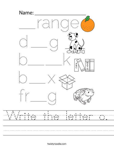 Write the letter o. Worksheet