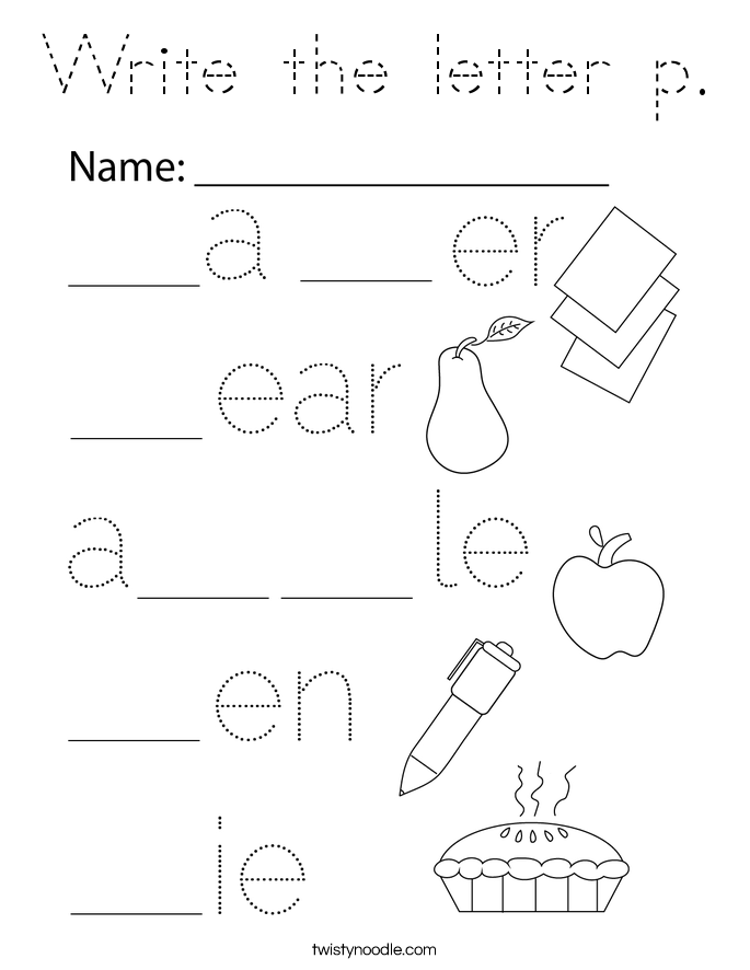 Write the letter p. Coloring Page