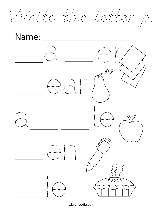 Write the letter p. Coloring Page