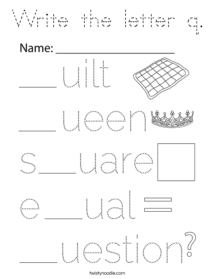 Write the letter q. Coloring Page