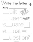 Write the letter q Coloring Page