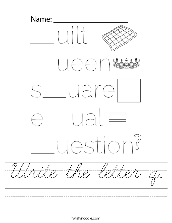 Write the letter q. Worksheet