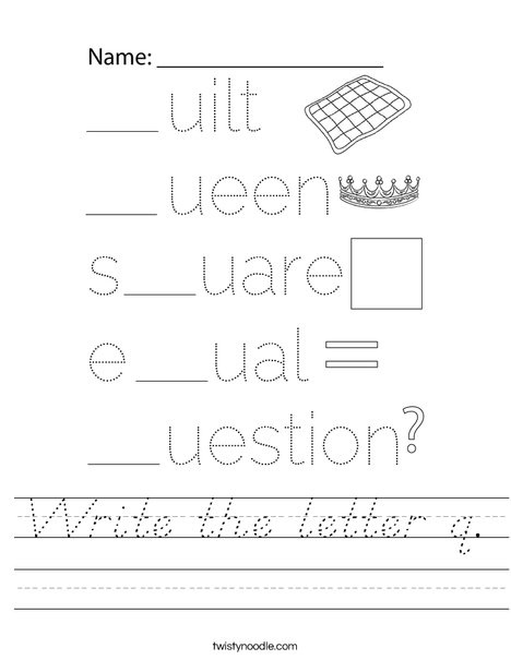 Write the letter q. Worksheet