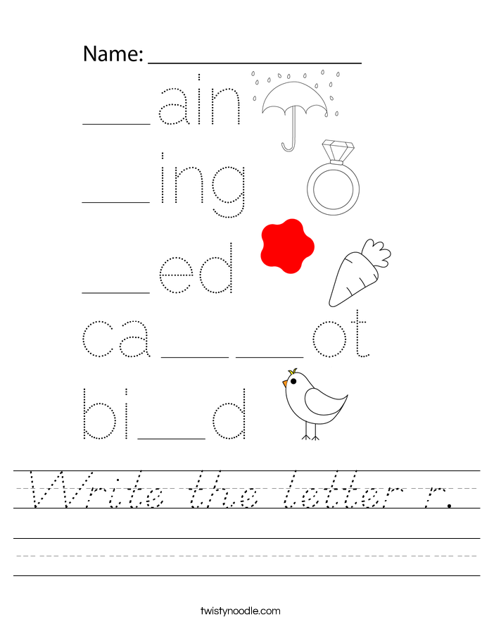 Write the letter r. Worksheet