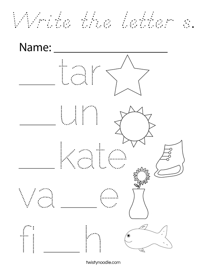Write the letter s. Coloring Page