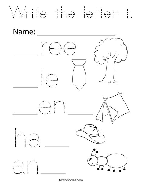 Write the letter t. Coloring Page