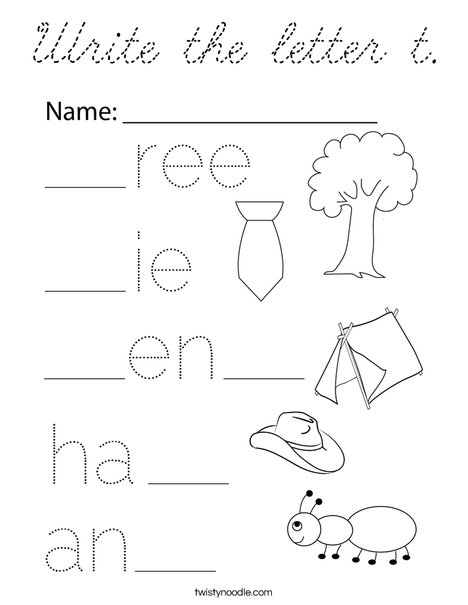 Write the letter t. Coloring Page