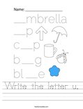 Write the letter u. Worksheet