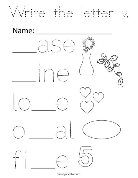 Write the letter v. Coloring Page