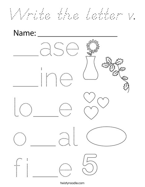 Write the letter v. Coloring Page