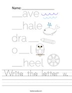 Write the letter w Handwriting Sheet
