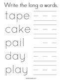 Write the long a words Coloring Page