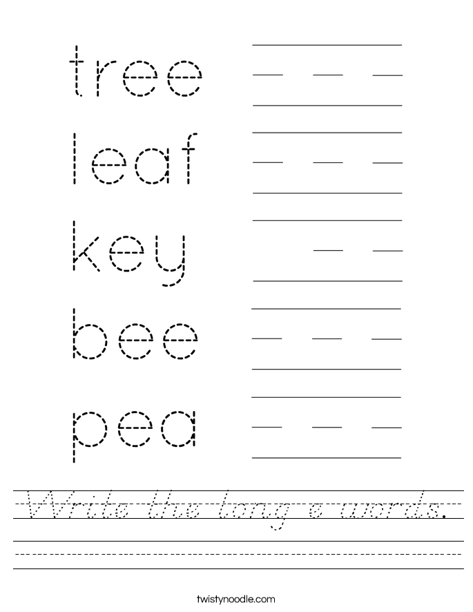 Write the long e words. Worksheet