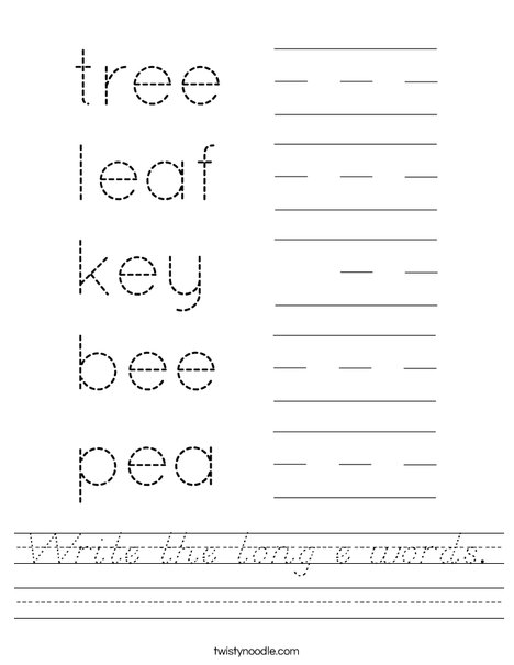 Write the long e words. Worksheet