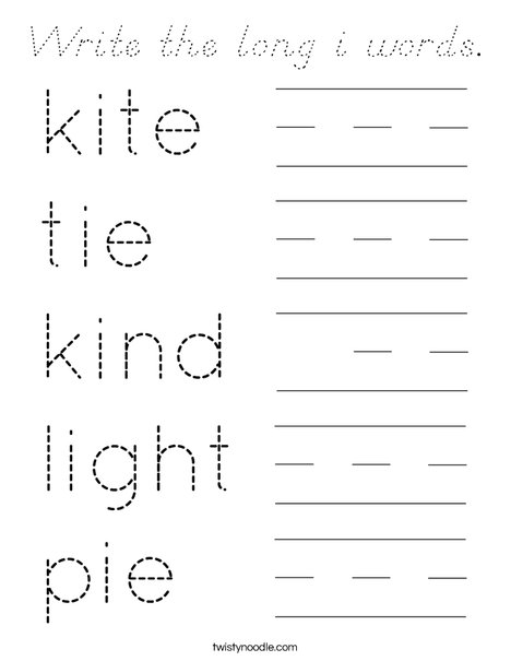 Write the long i words. Coloring Page