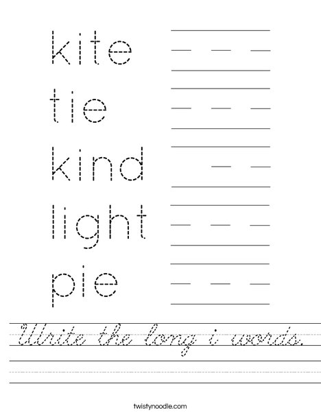 Write the long i words. Worksheet