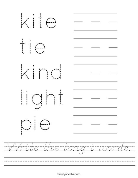 Write the long i words. Worksheet