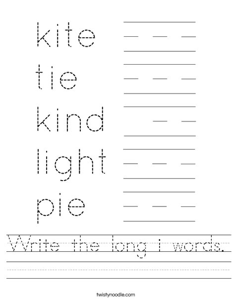 Write the long i words. Worksheet