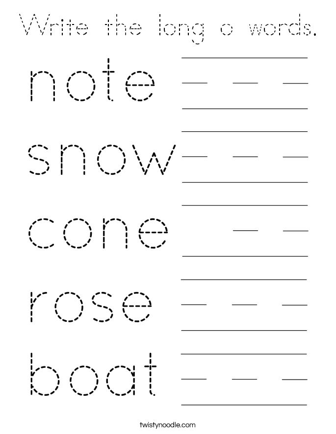 Write the long o words. Coloring Page