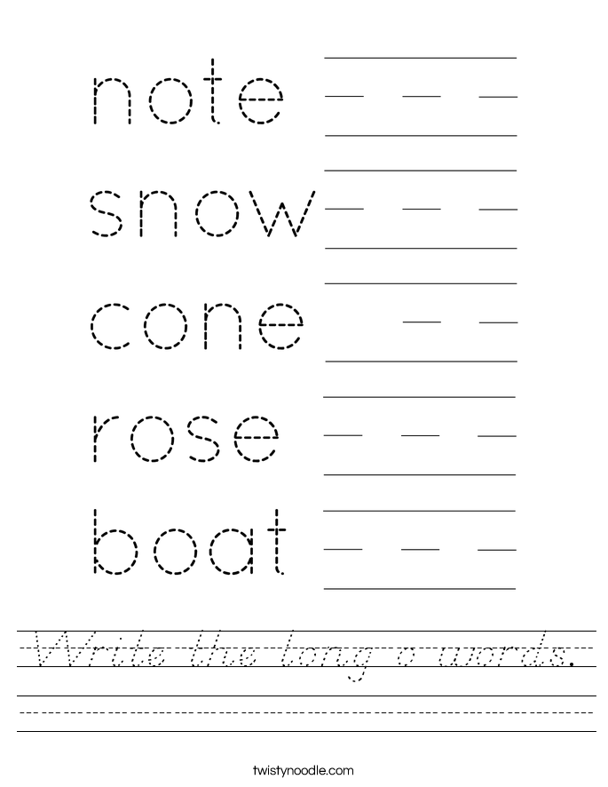 Write the long o words. Worksheet