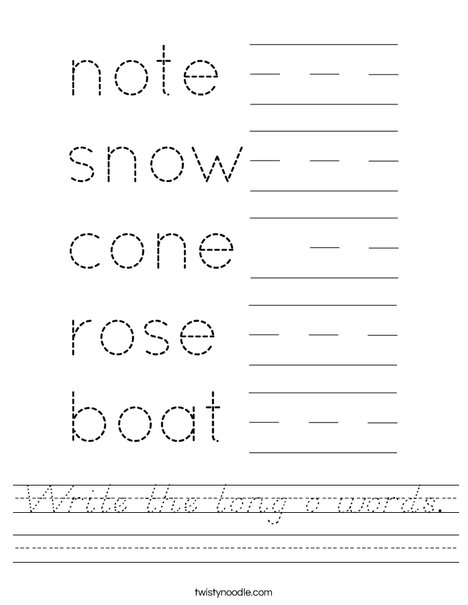 Write the long o words. Worksheet