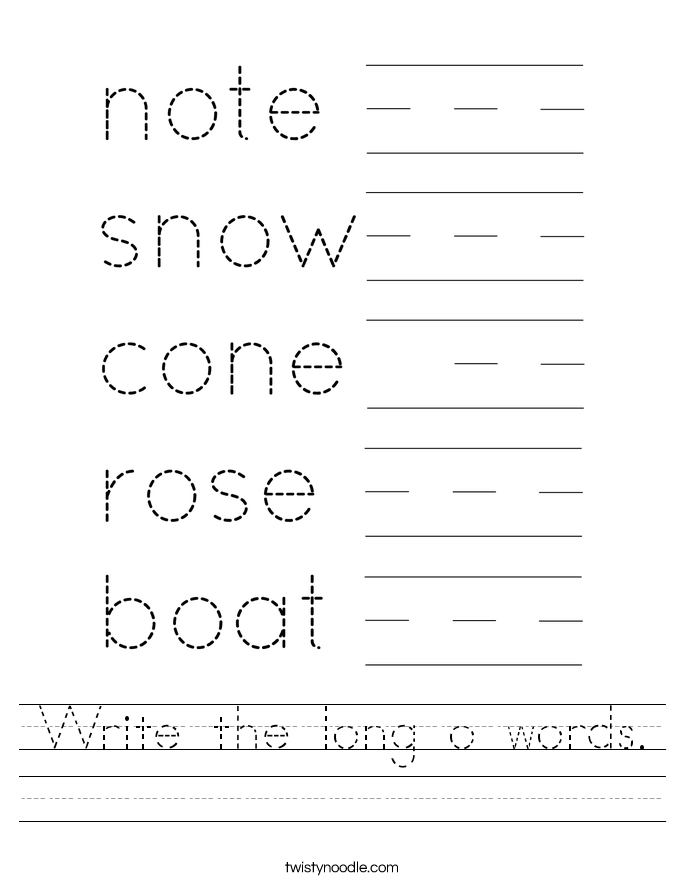 Write the long o words. Worksheet