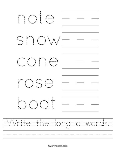 Write the long o words. Worksheet