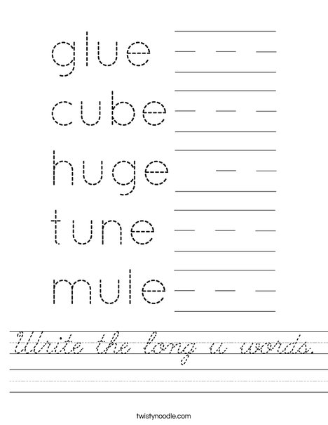 Write the long u words. Worksheet