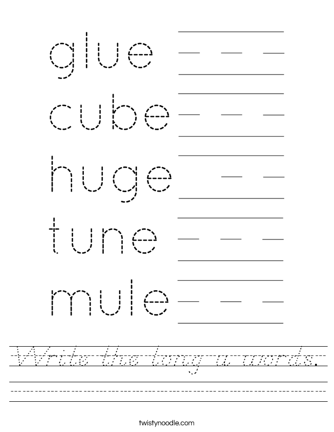 Write the long u words. Worksheet