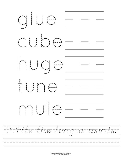 Write the long u words. Worksheet