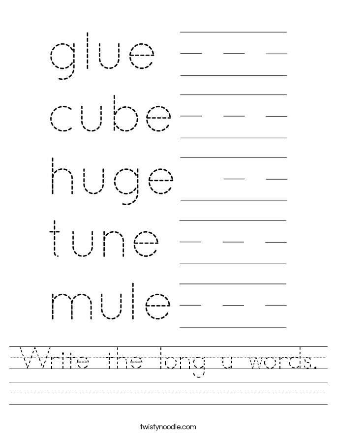 Write the long u words. Worksheet