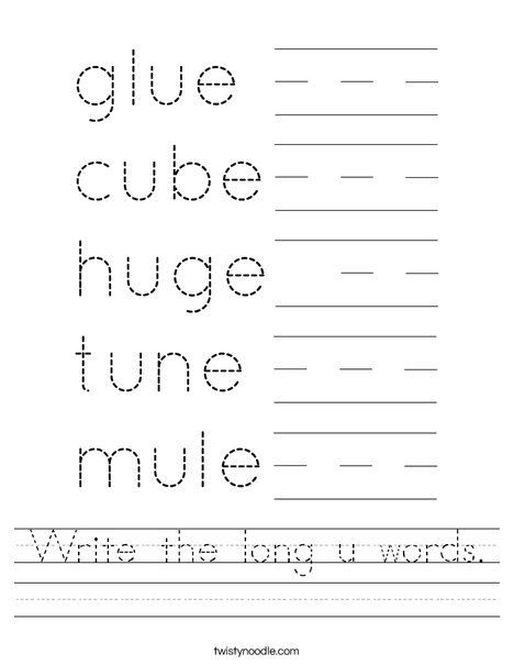 Write the long u words. Worksheet