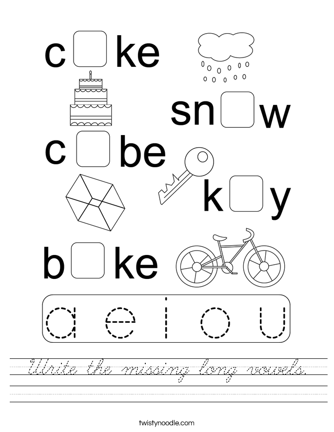 Write the missing long vowels. Worksheet