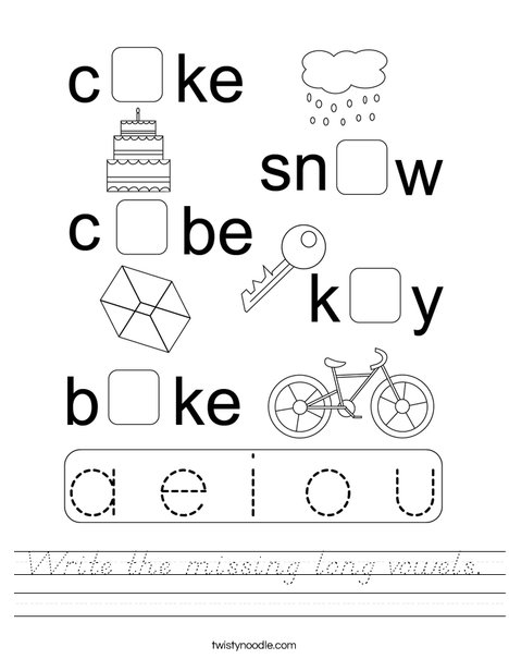 Write the missing long vowels. Worksheet