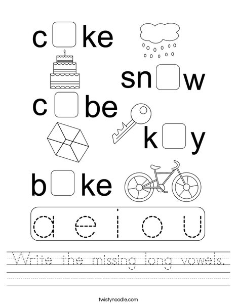 Write the missing long vowels. Worksheet