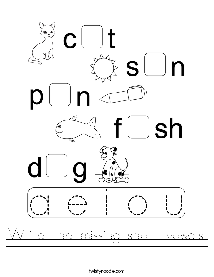 Write the missing short vowels. Worksheet