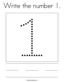 Write the number 1 Coloring Page
