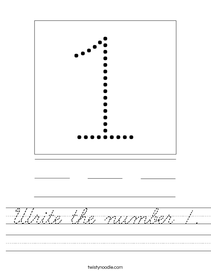 Write the number 1. Worksheet