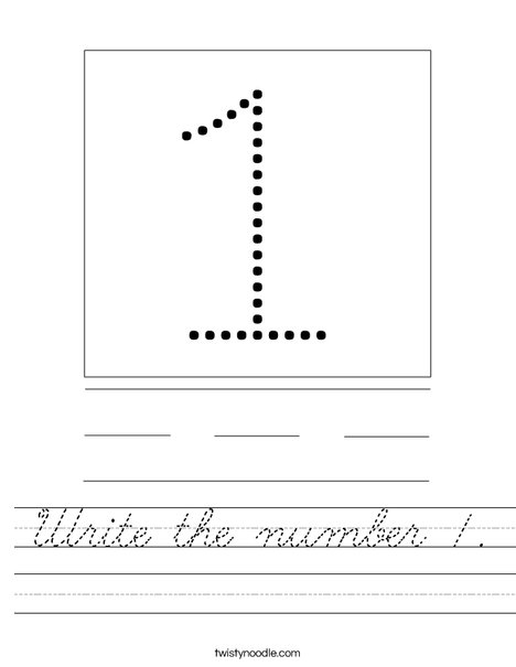 Write the number 1. Worksheet