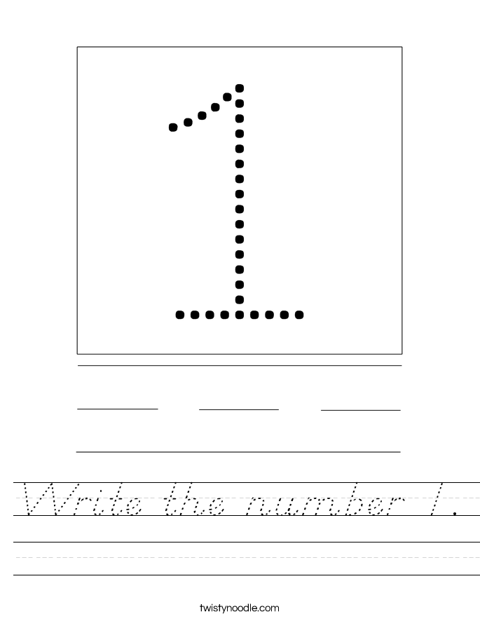 Write the number 1. Worksheet