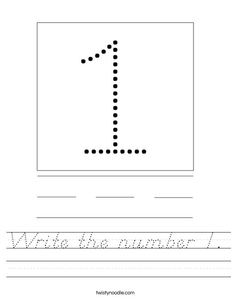 Write the number 1. Worksheet